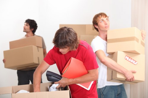 Team using protective equipment during a house move